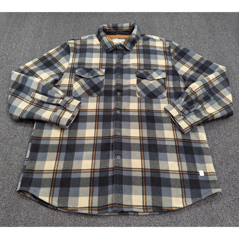 Buckle Depart West Men's Blue Plaid Fleece Shacket Jacket Size 2XL/XXL